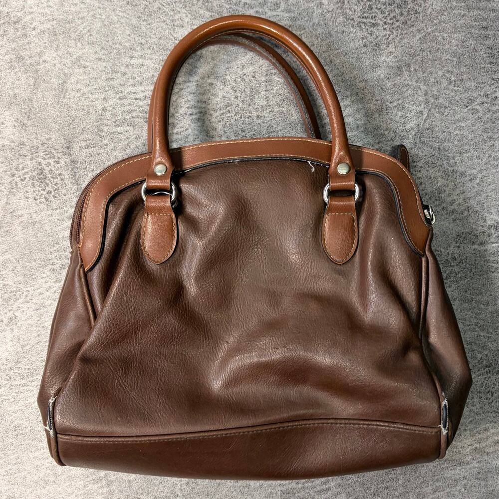 Brown Textured Leather Vintage Handbag - Picture 3 of 6